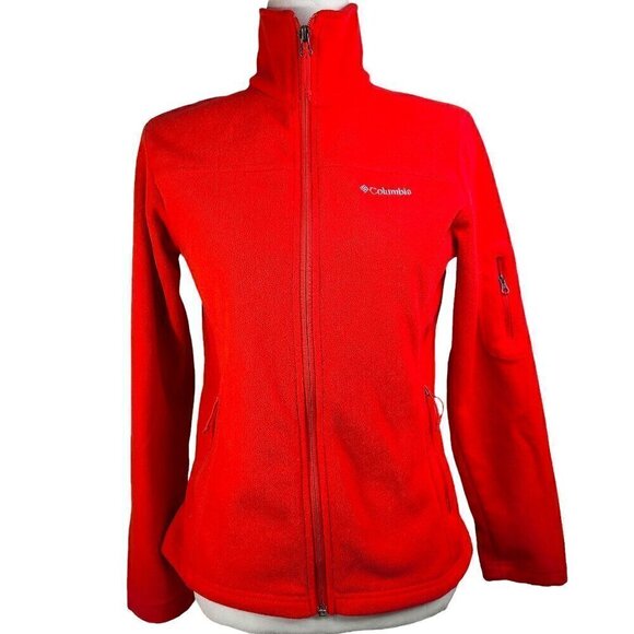 Columbia Red Orange Fleece Full Zip Winter Jacket - Picture 1 of 8
